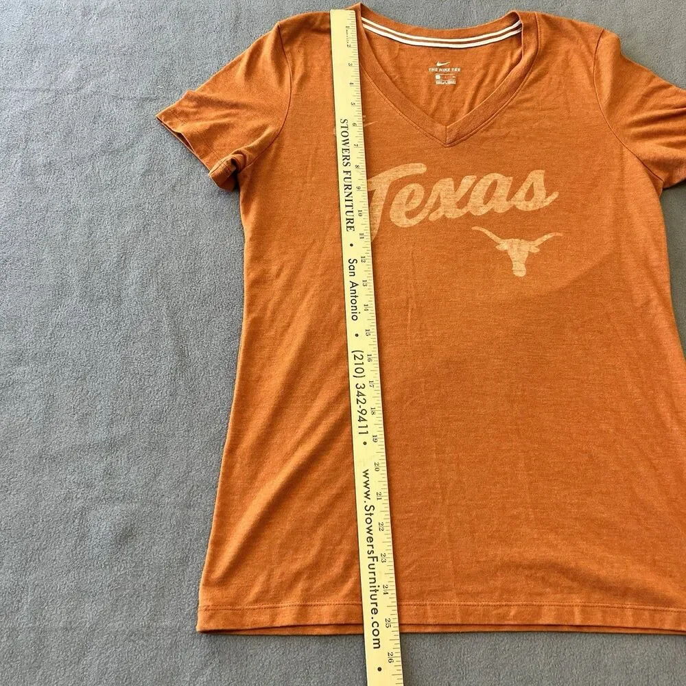 Nike Texas Longhorns V Neck T Shirt Womens Small NCAA Orange UT